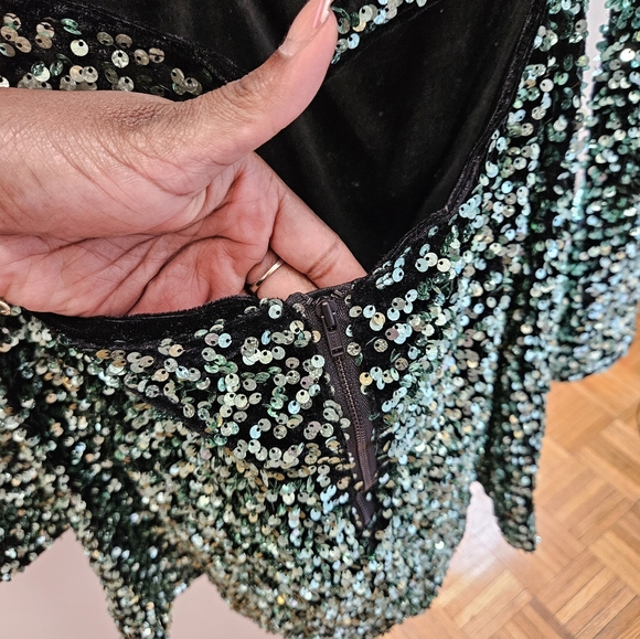Brand New Cocktail Sequins Dress in beautiful crafted light emerald green shade - Picture 9 of 11